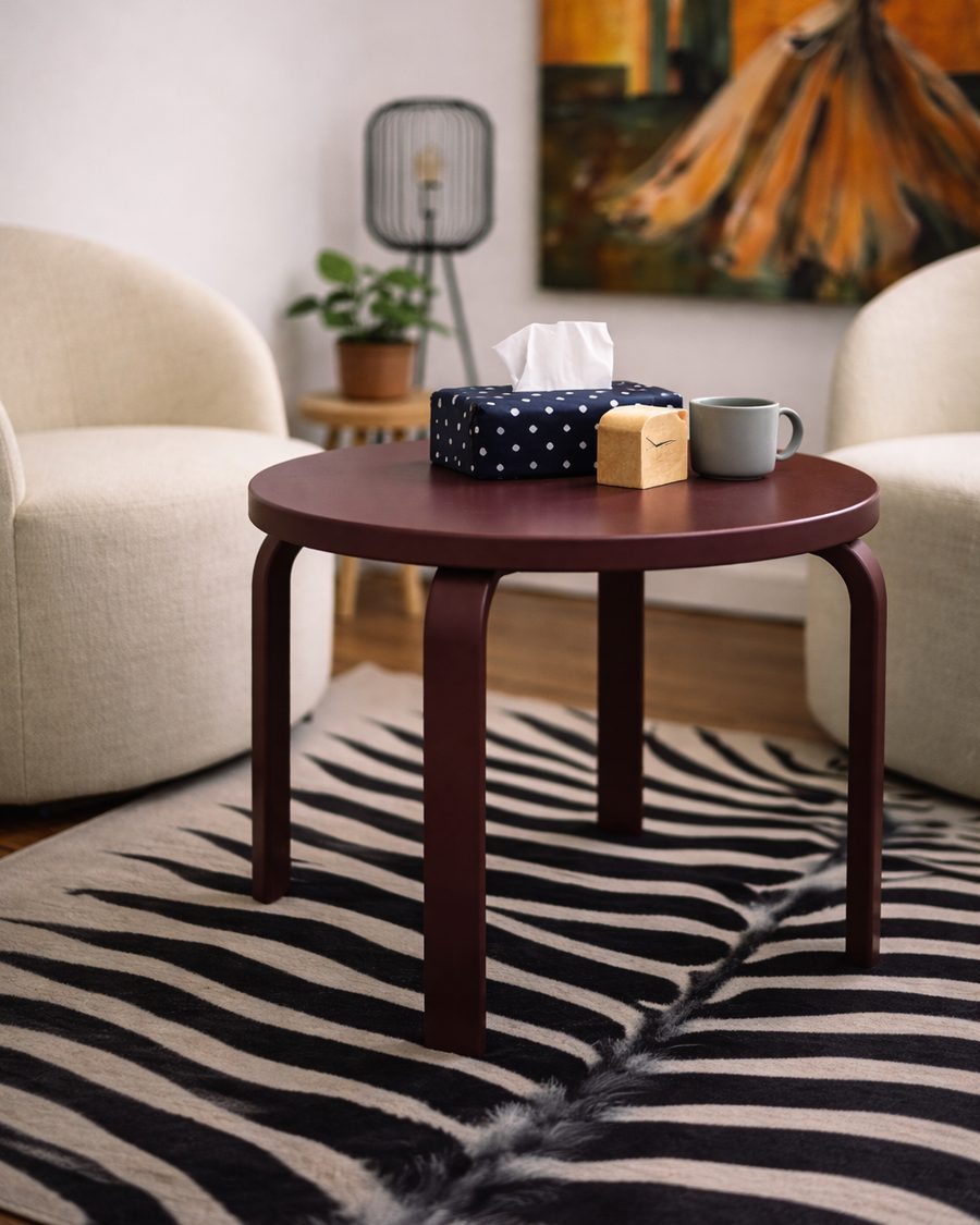 Aubergine round coffee table, 2025